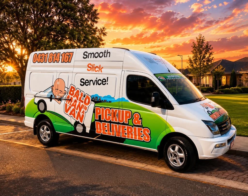 Bald Man in A van